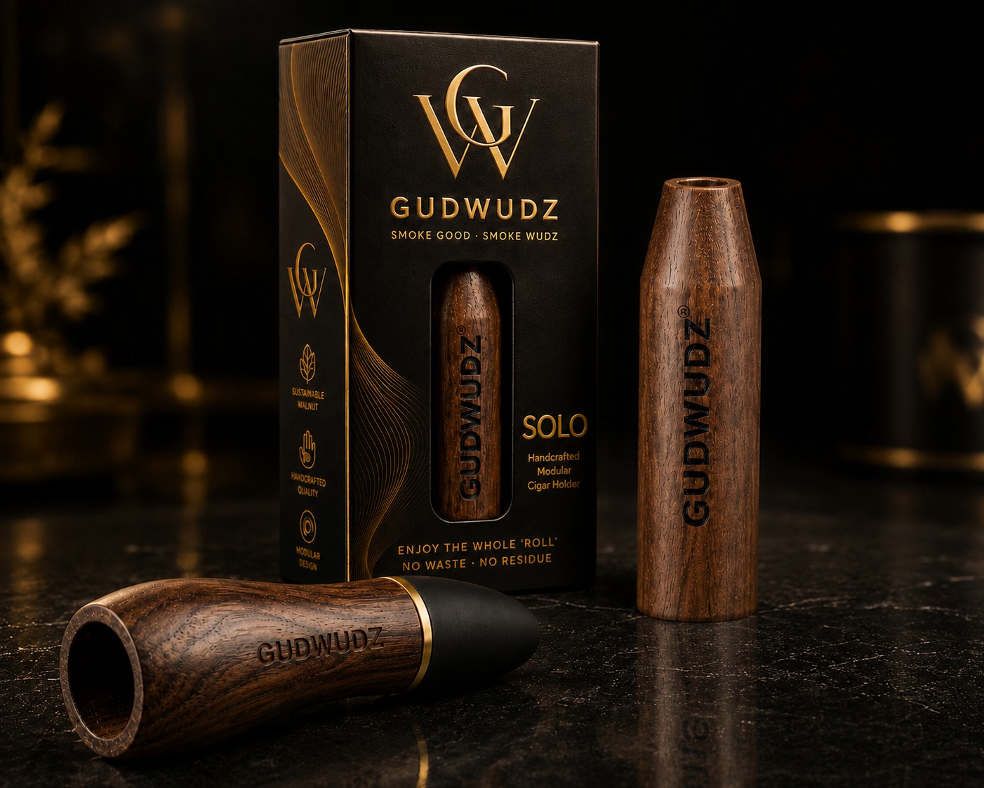GUDWUDZ Solo walnut preroll holder